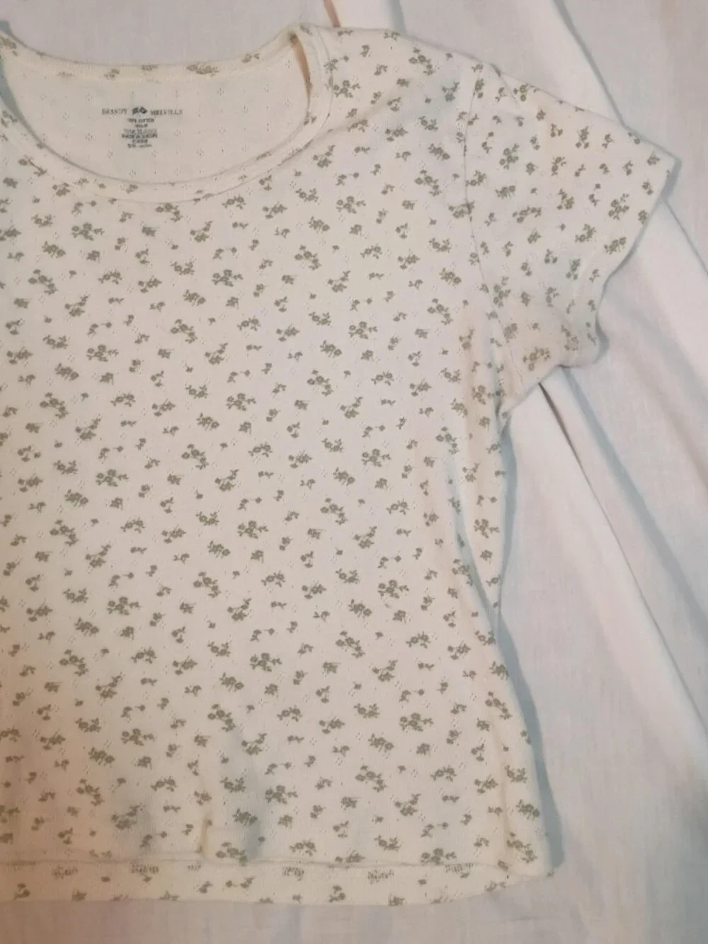 Brandy Melville/Baby Tee/Womens OS/Sage Green Ditsy Floral Crop Cottagecore Y2K